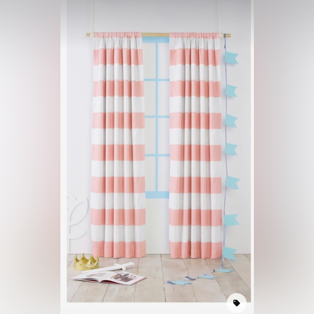 Pillowfort Twill Blackout Pink and White Curtains